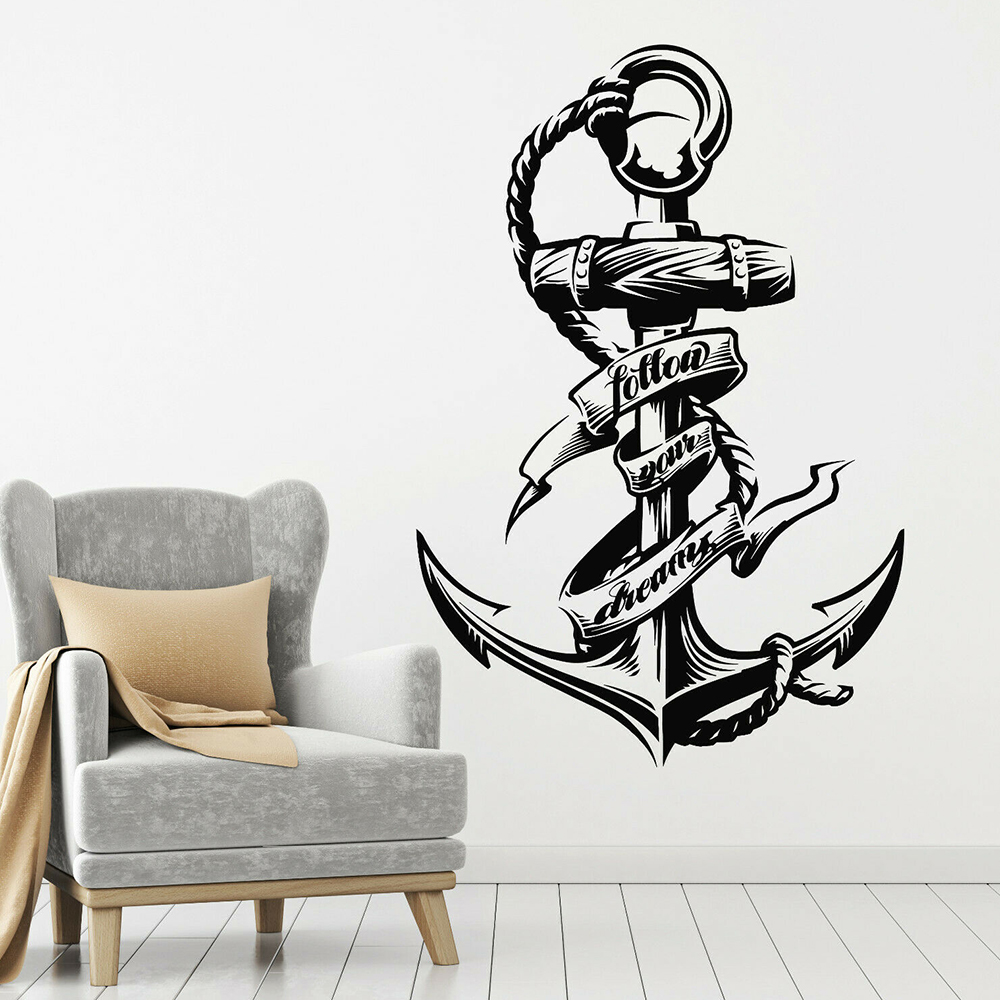 Home Improvement Quotes - 航海アンカー壁フレーズあなたの夢アンカー壁ステッカービニールホームルームの装飾壁画B472