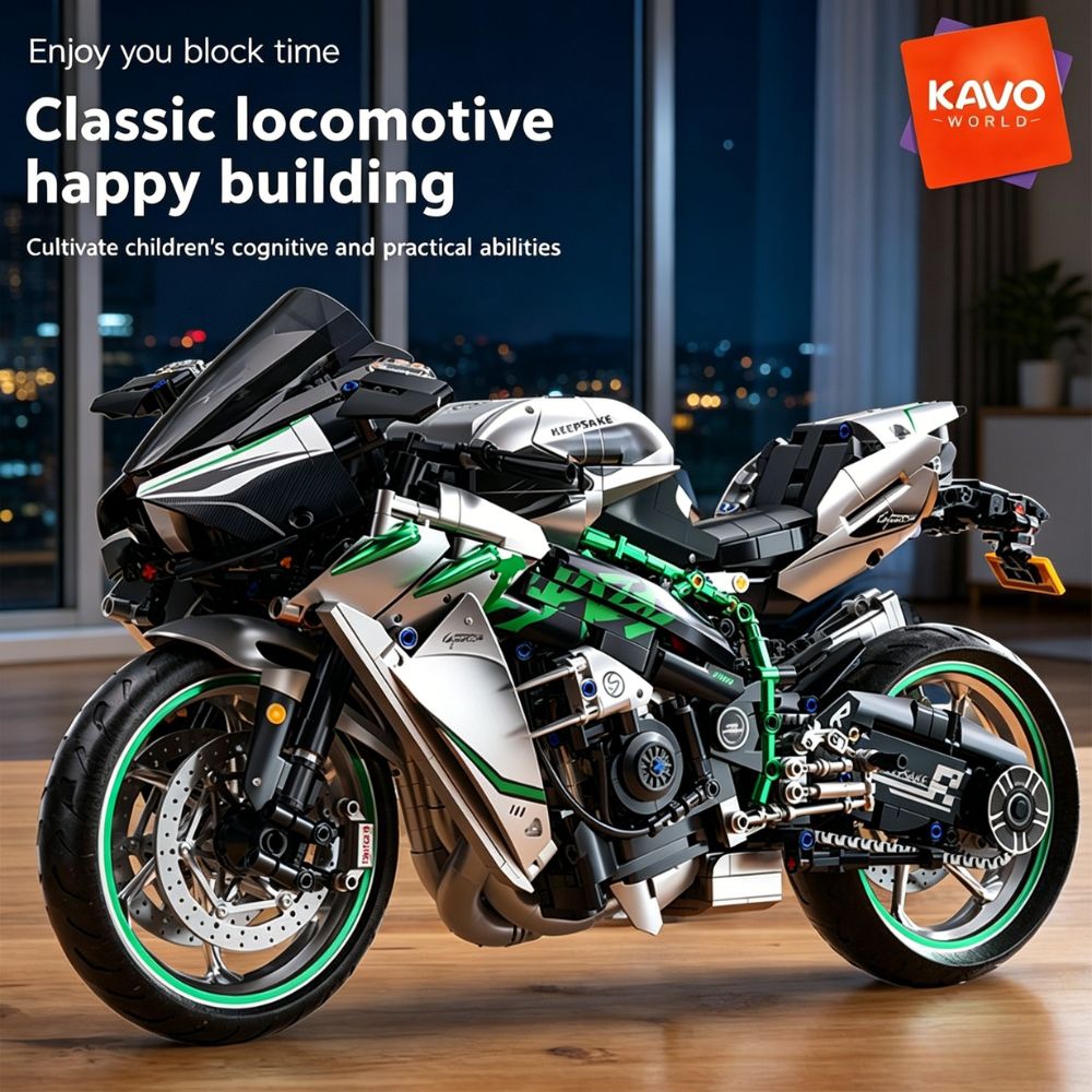 Home Improvement Boys - KAVOWORLD 1:5 クラシック機関車バイク組み立てブロック 2248ピース メカニカルスポーツバイクモデルキット DIYバイク組み立てブリックセット